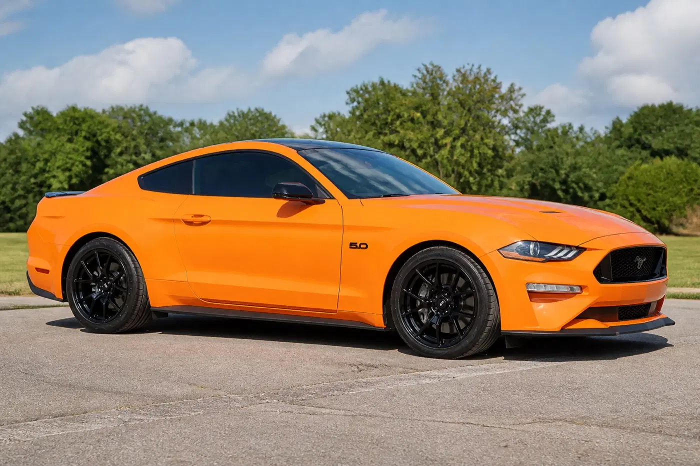 AI-generated view of a 2021 Ford Mustang GT Premium with SVE SP2 wheels