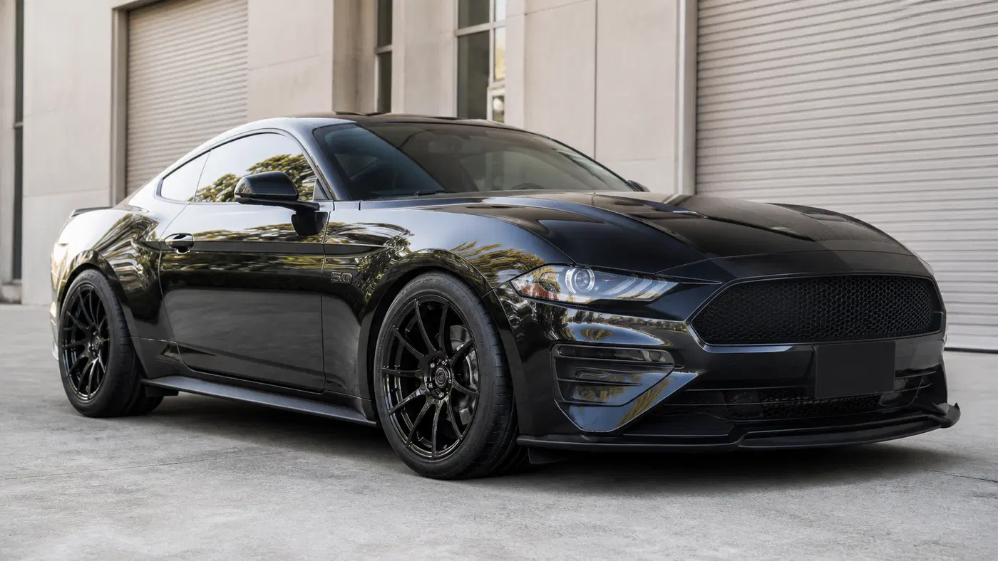AI-generated view of a 2022 Ford Mustang GT with Forgestar CF-10 wheels