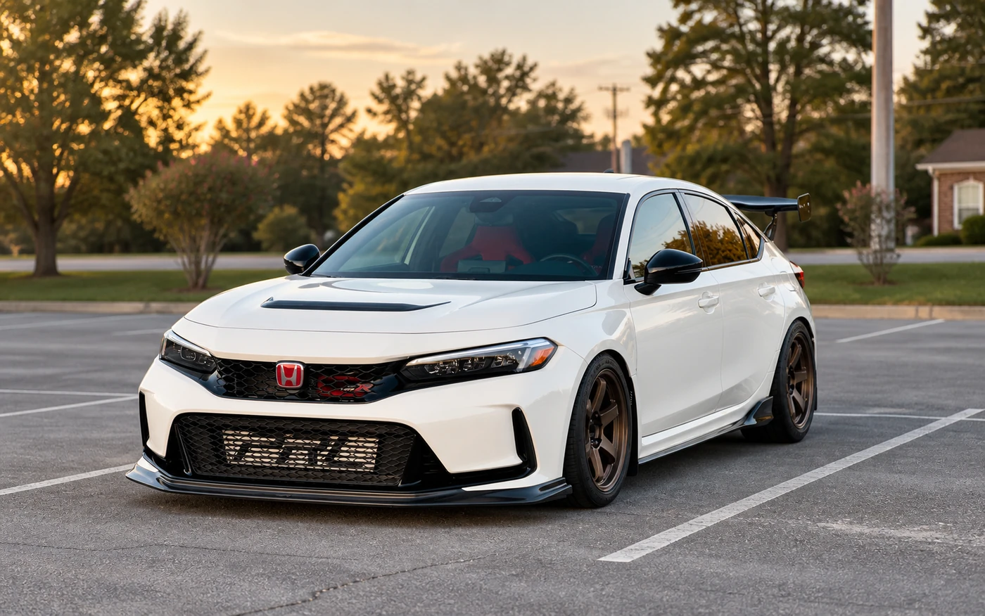 AI-generated view of a 2023 Honda Civic Type R with Volk Racing TE37SL wheels