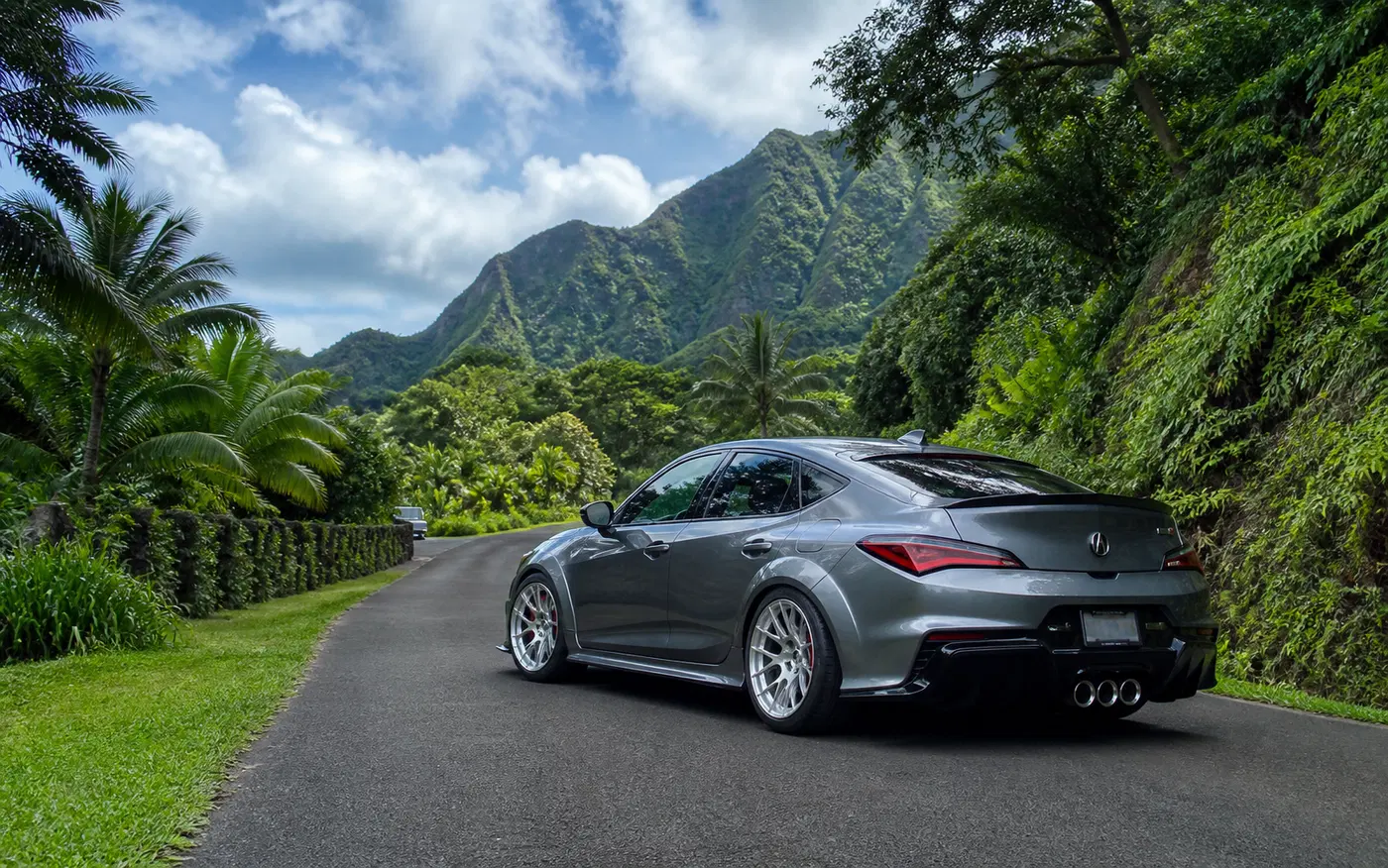 AI-generated view of a 2024 Acura Integra Type S with APEX EC-7RS wheels
