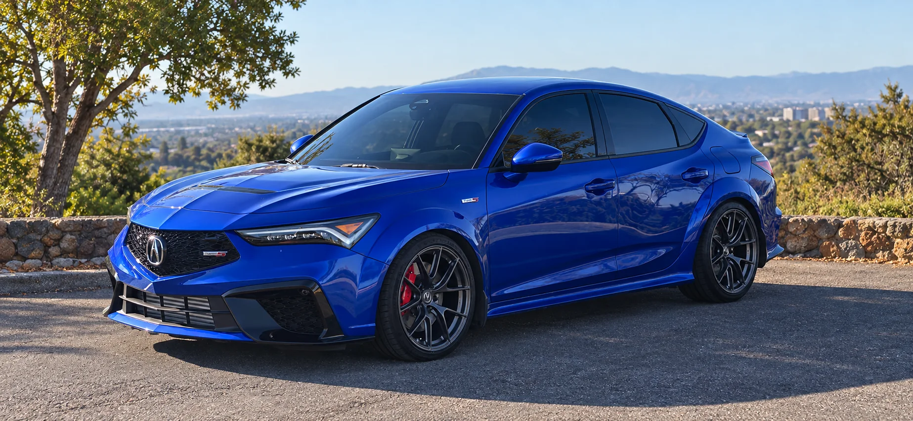 AI-generated view of a 2024 Acura Integra Type-S with Apex VS-5RS wheels