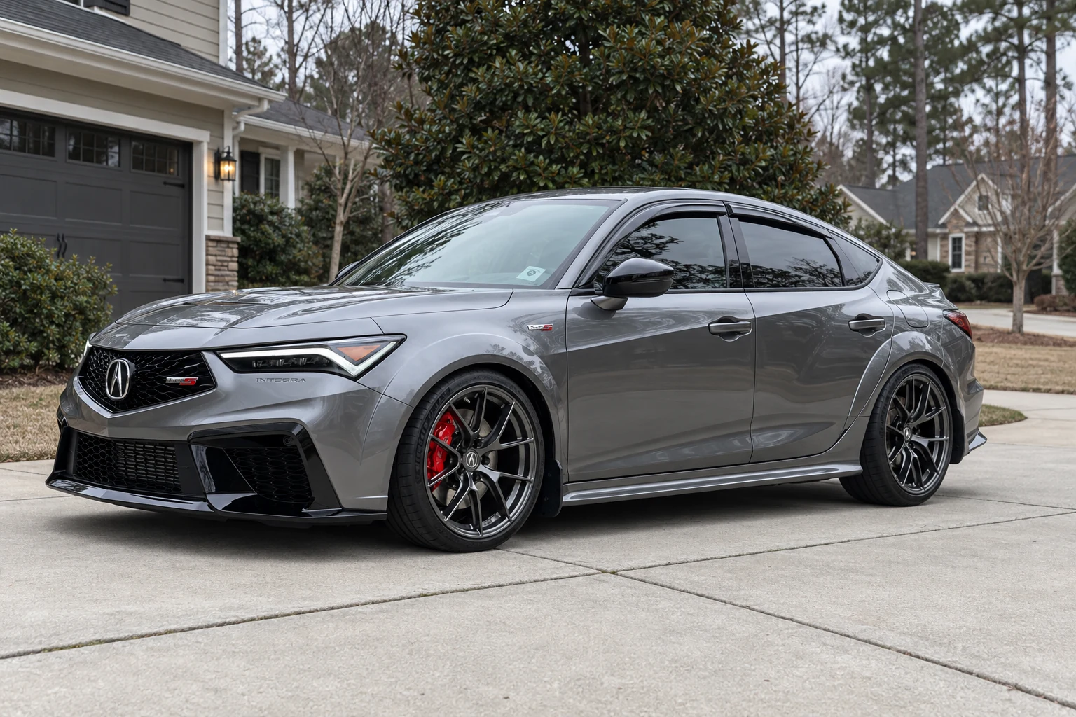 AI-generated view of a 2024 Acura Integra Type S with Apex VS5-RS wheels