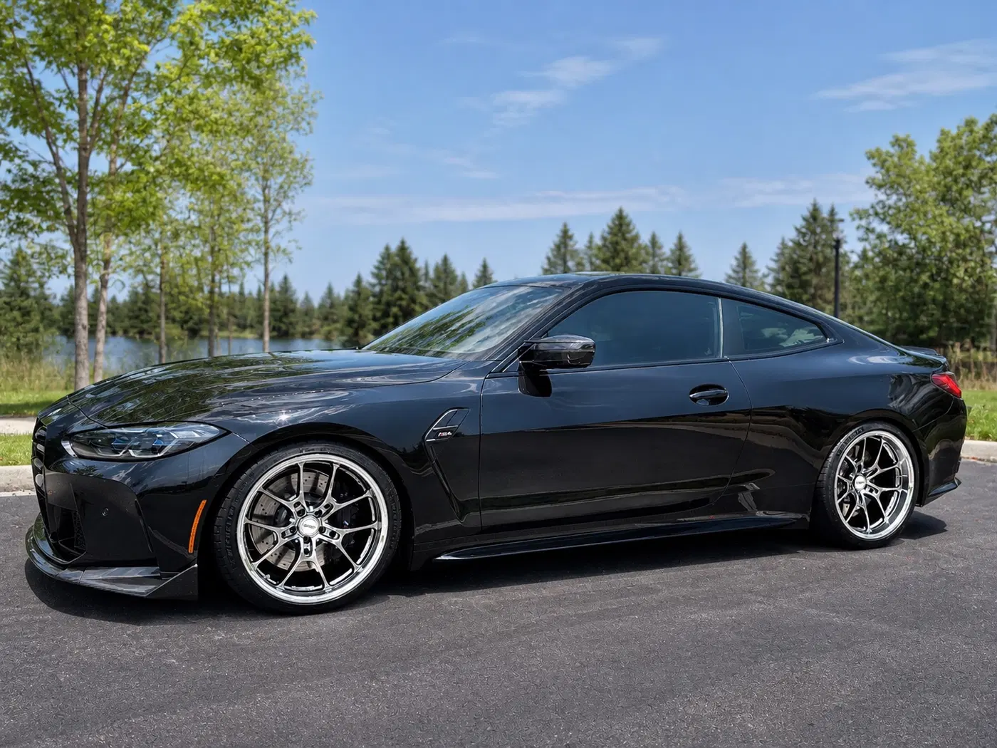 AI-generated view of a 2024 BMW M4 with Volk Racing G025LC wheels