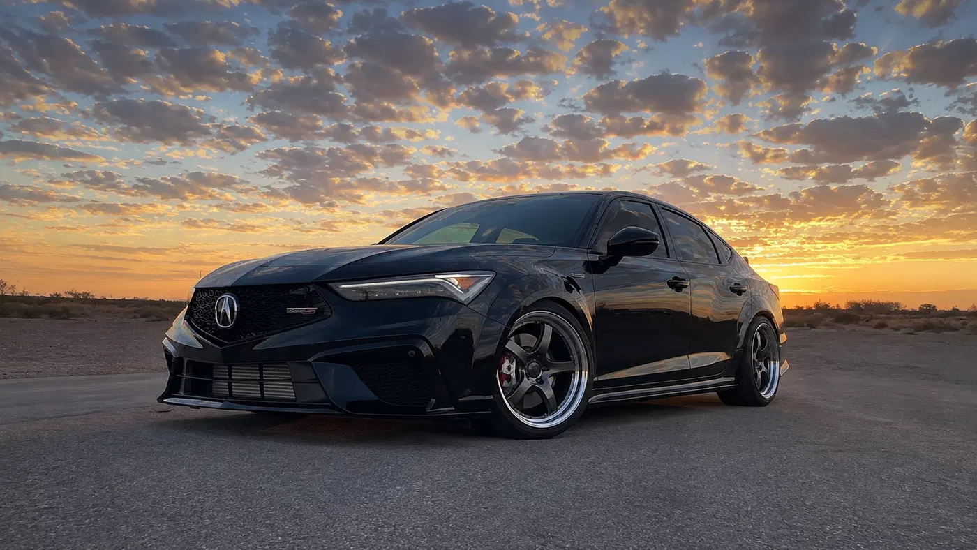 AI-generated view of a 2025 Acura Integra Type S with Gram lights 57cr wheels