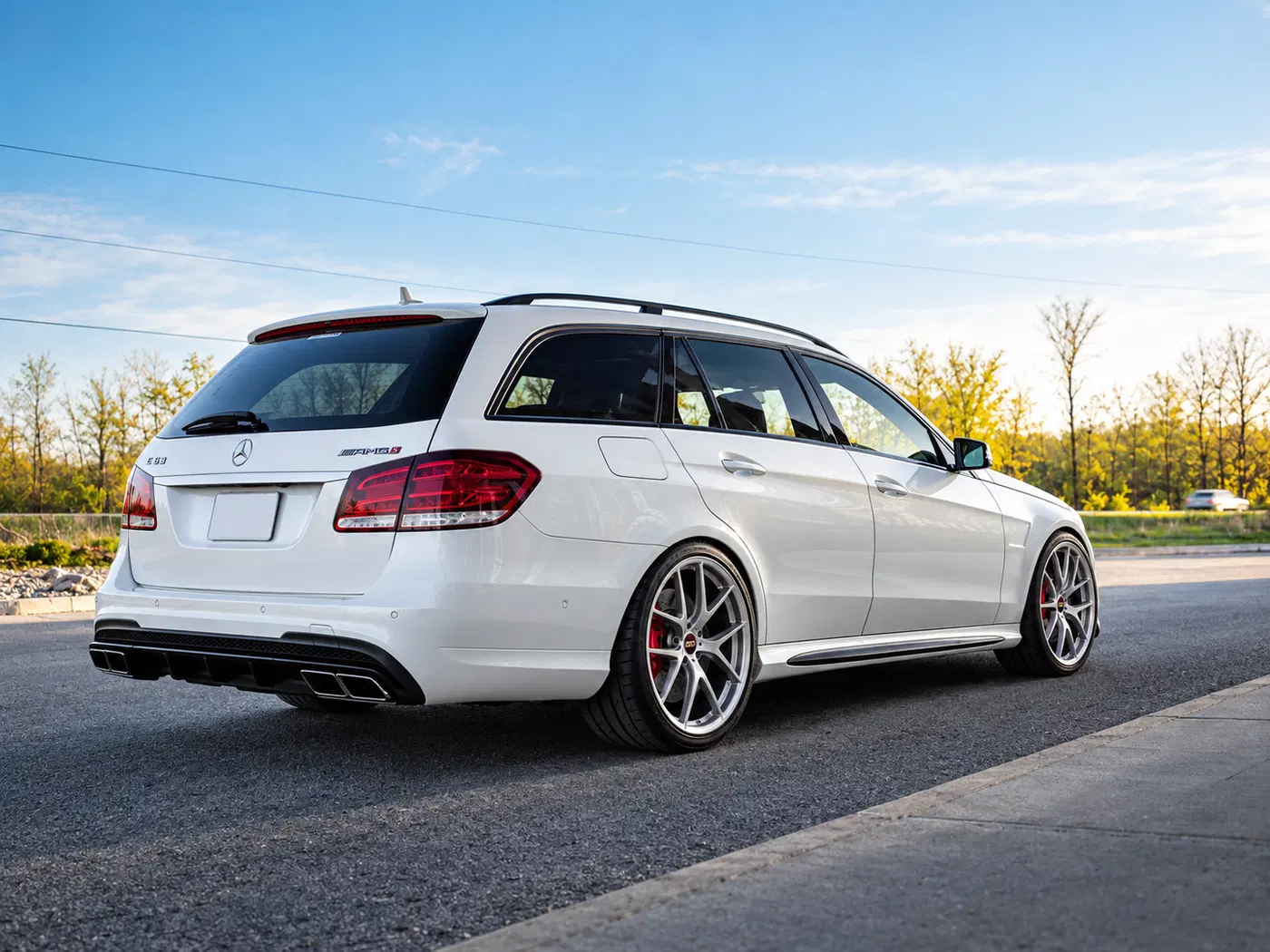 AI-generated view of a 2016 Mercedes-Benz E63 S AMG Wagon with BBS CI-R wheels