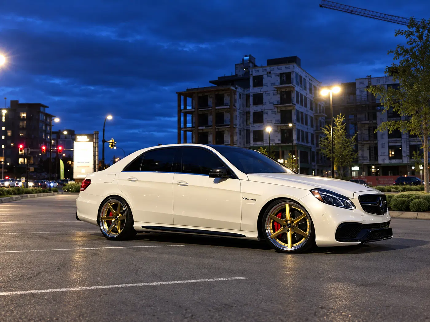 Performance car with aftermarket wheels