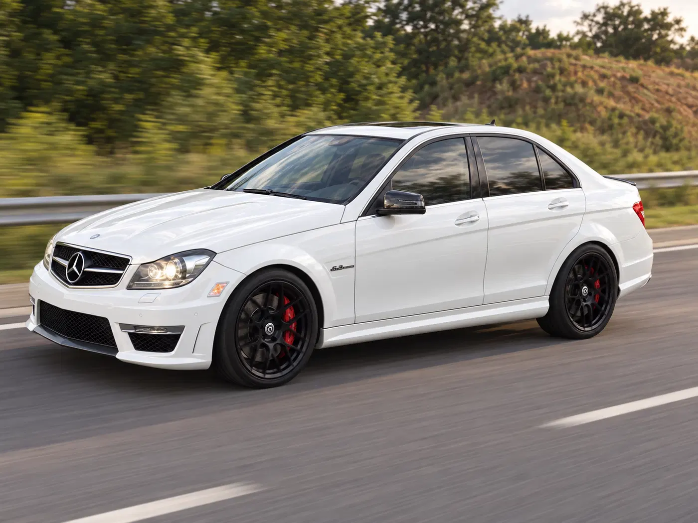 AI-generated view of a 2013 Mercedes-Benz C63 AMG with HRE FF01 wheels