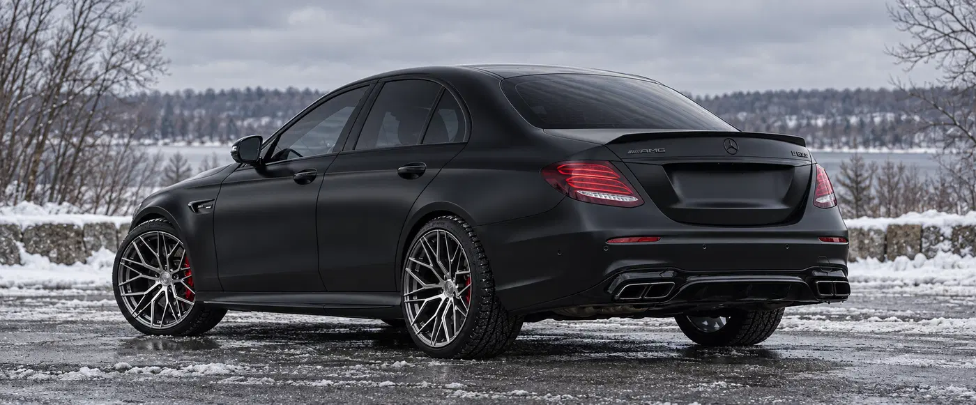AI-generated view of a 2019 Mercedes-Benz E63 S AMG with Avant Garde M520R wheels
