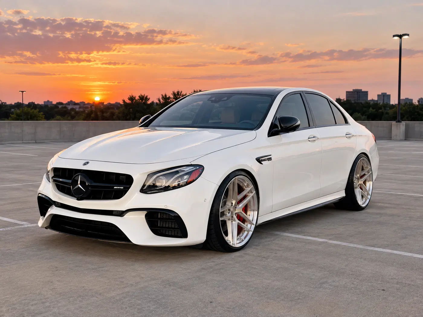 AI-generated view of a 2019 Mercedes-Benz E63 S AMG with Signature Wheels N/A wheels