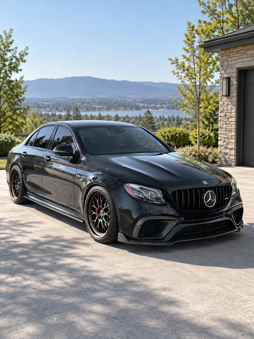AI-generated view of a 2019 Mercedes-Benz E63 S AMG with Signature Forged SV602 wheels
