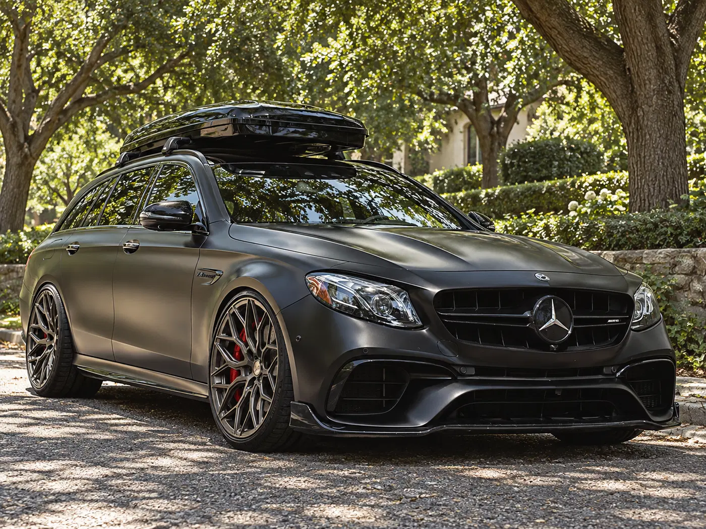 AI-generated view of a 2020 Mercedes-Benz E63 S AMG Wagon with Vossen HF-2 wheels