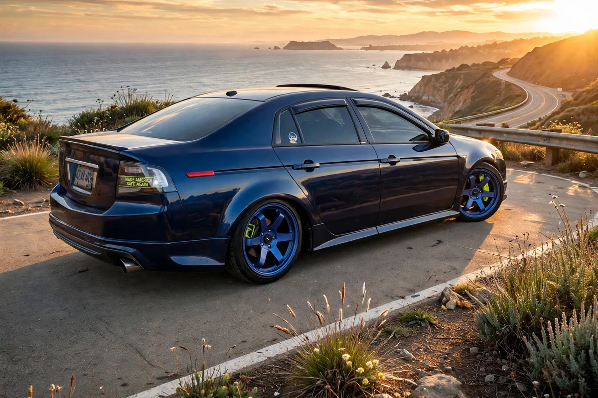 AI-generated view of a 2004 Acura TL with Avid.1 AV06 wheels