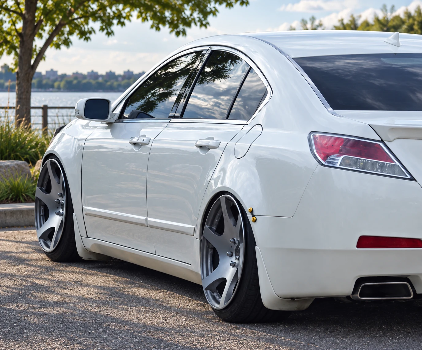 AI-generated view of a 2009 Acura TL with MMR N/A wheels