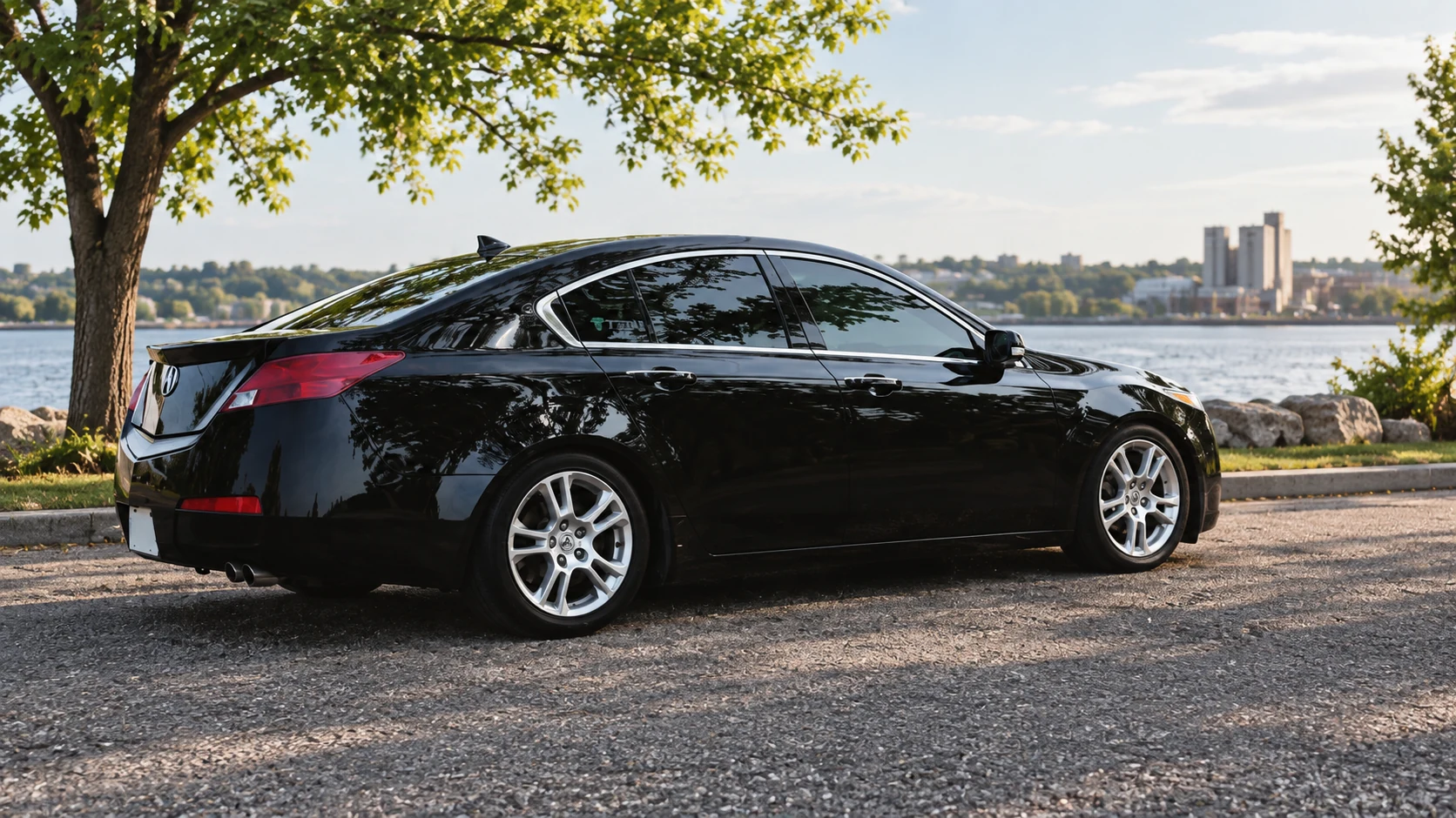 AI-generated view of a 2009 Acura TL with Acura OEM 17-inch wheels