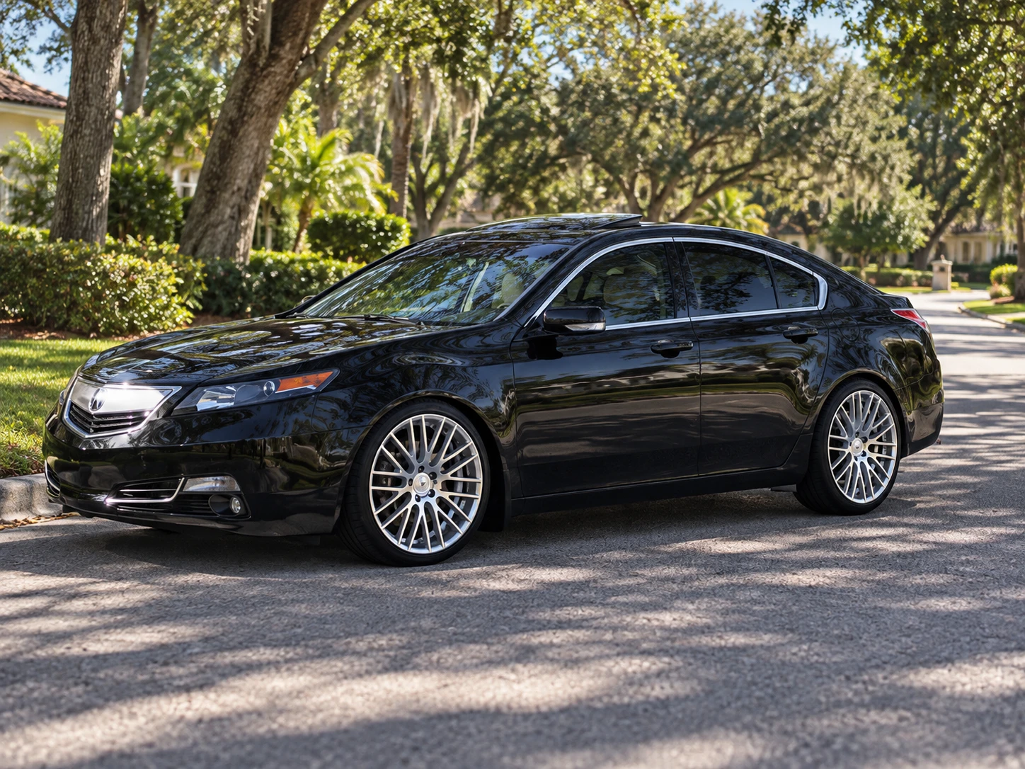 AI-generated view of a 2012 Acura TL with TSW Parabolica wheels