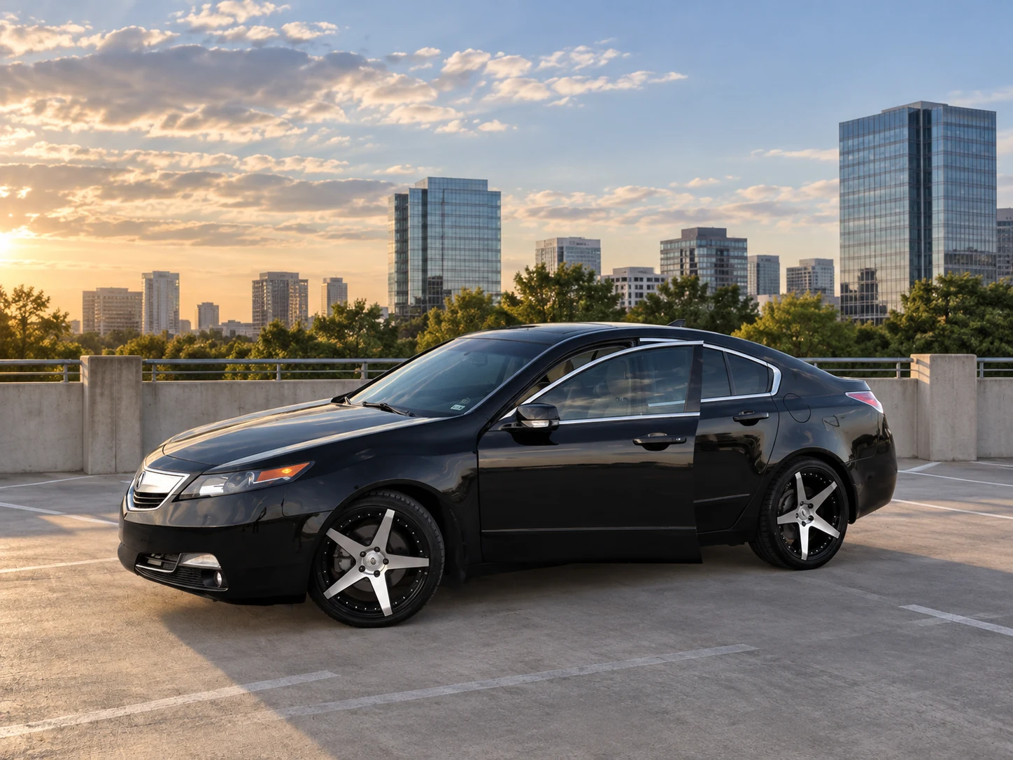 AI-generated view of a 2012 Acura TL with AVAT AV3 wheels