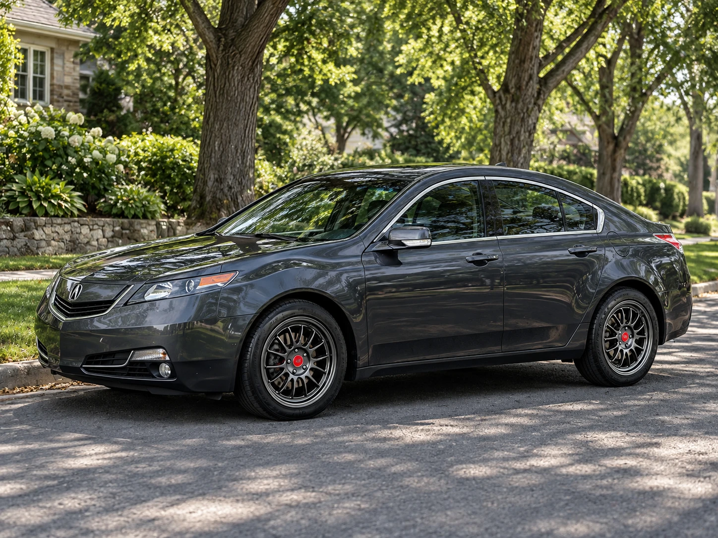 AI-generated view of a 2012 Acura TL with Kansei Corsa wheels