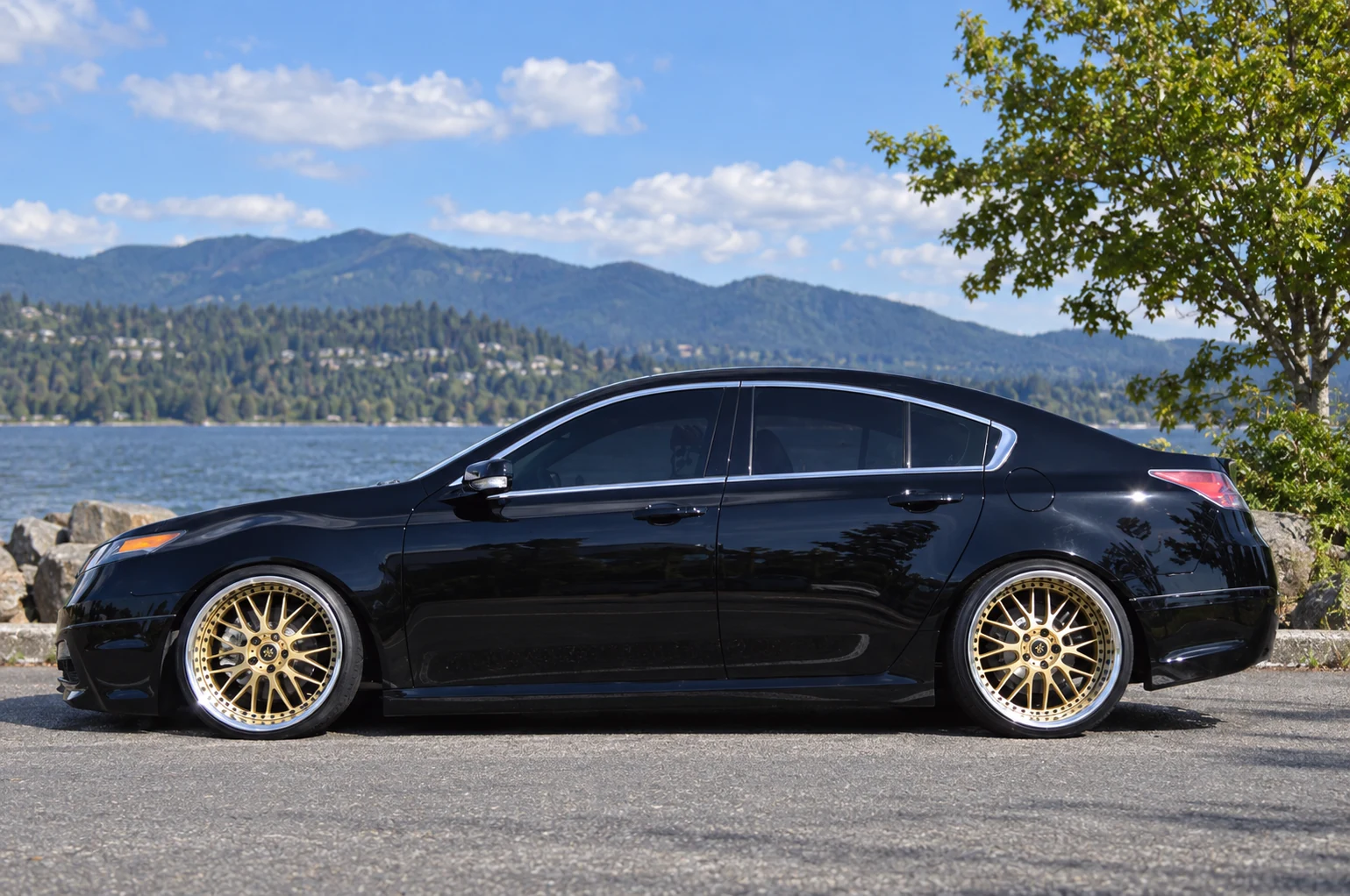 AI-generated view of a 2014 Acura TL with Work VS-XX wheels
