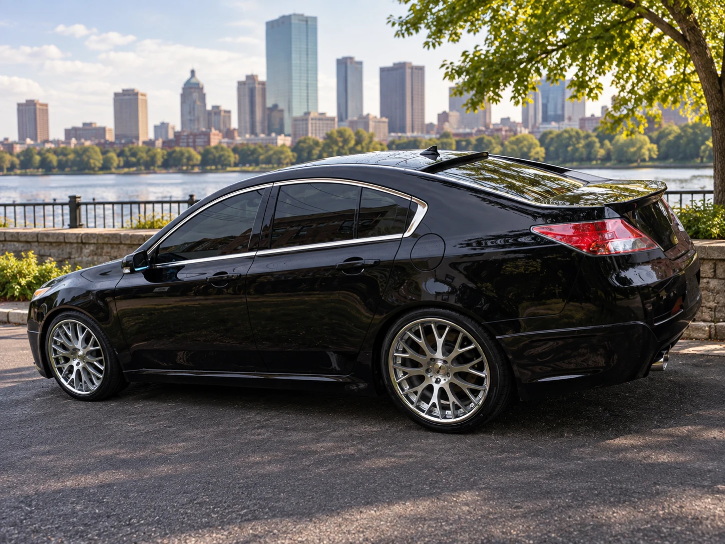AI-generated view of a 2014 Acura TL with TSW Amaroo wheels