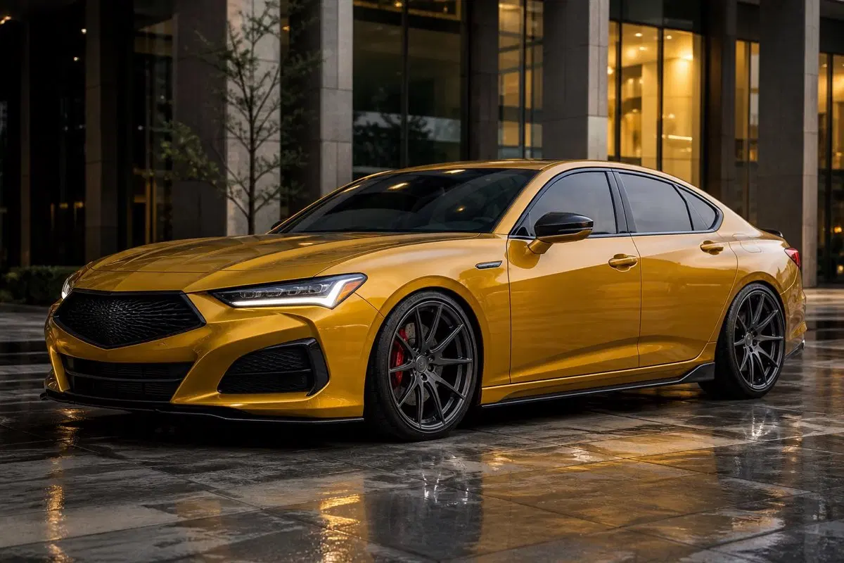 AI-generated view of a 2021 Acura TLX Type S with Avant Garde M520R wheels