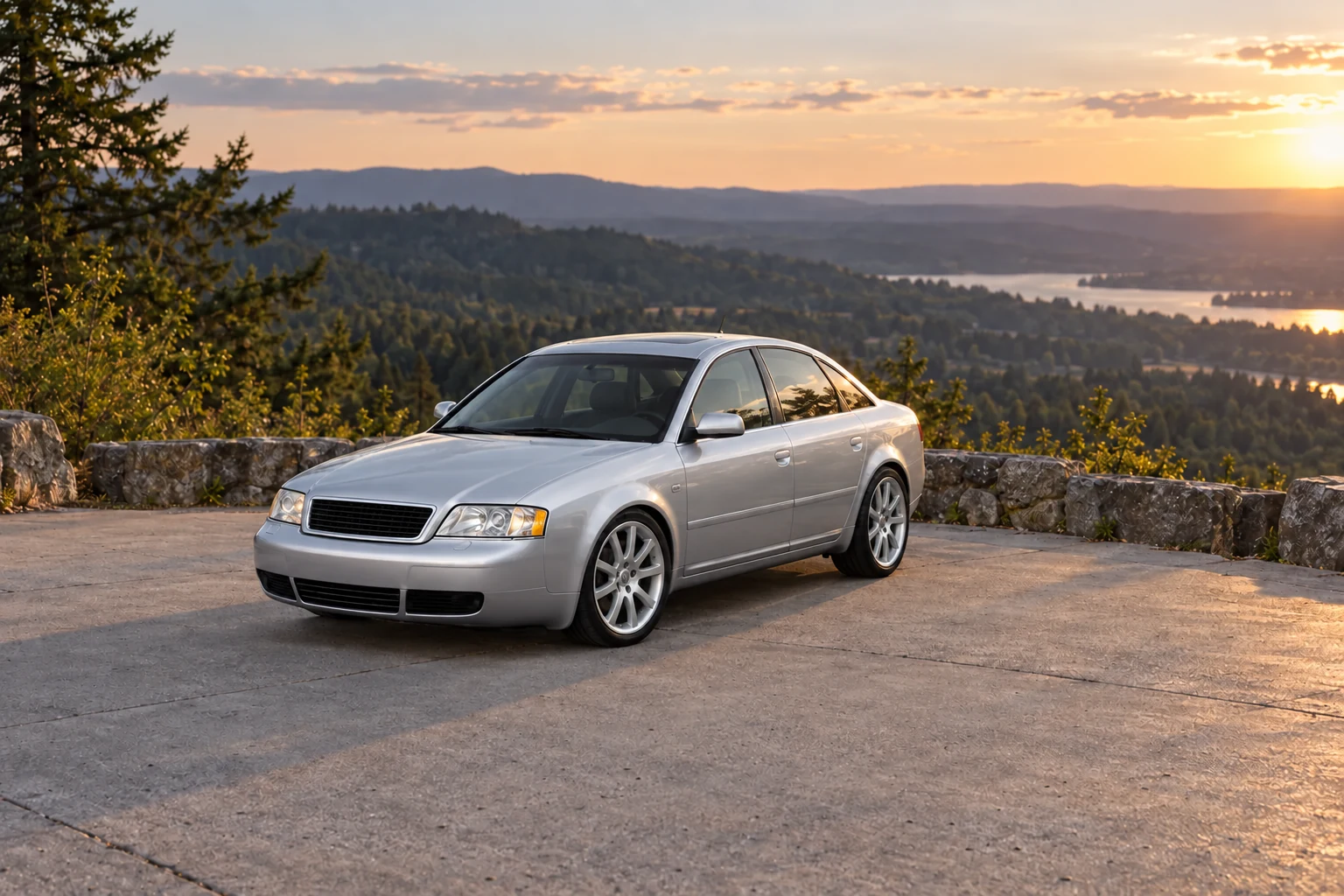 AI-generated view of a 2000 Audi A6 with BBS RC wheels