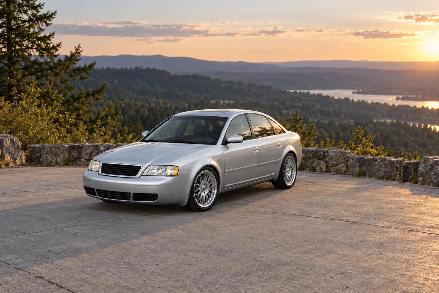 AI-generated view of a 2000 Audi A6 with BBS RC wheels