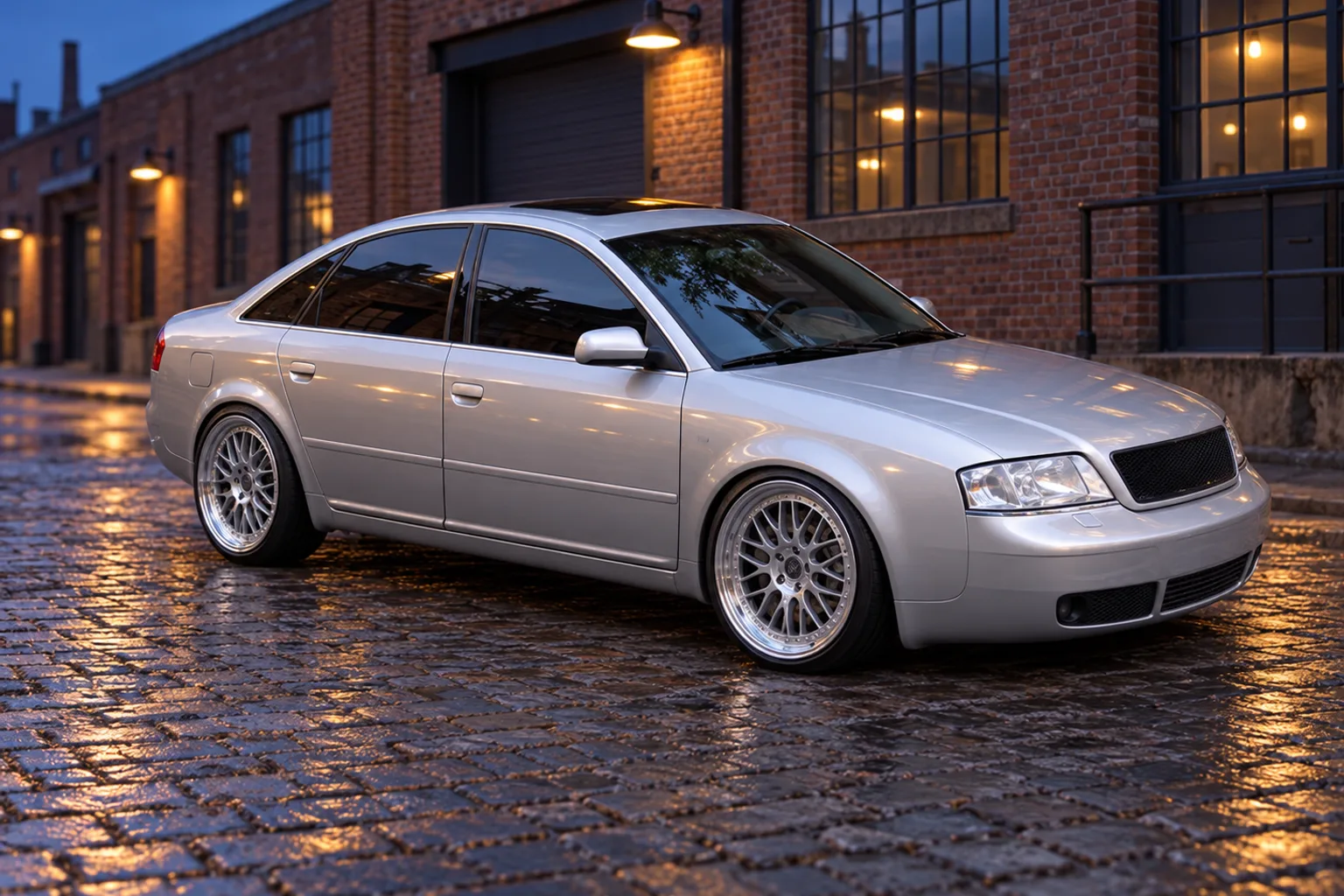 AI-generated view of a 2000 Audi A6 with Hartmann LM Replica wheels