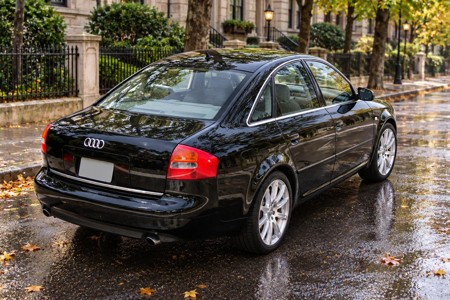 AI-generated view of a 2003 Audi A6 with Audi OEM 2011 A4 Sport wheels