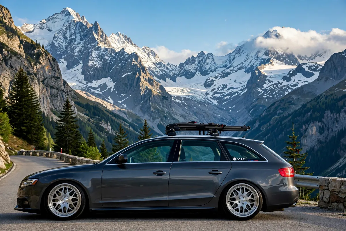 AI-generated view of a 2009 Audi A4 Avant with VIP Modular VRS 13 wheels