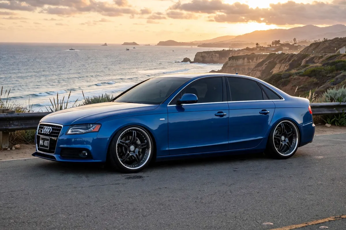 AI-generated view of a 2009 Audi A4 3.2 Quattro with HRE 547R wheels