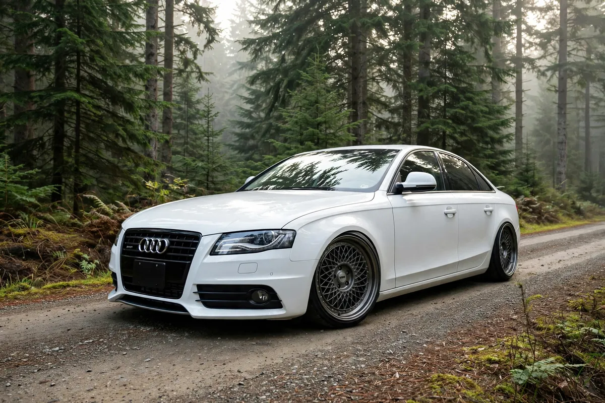 AI-generated view of a 2009 Audi A4 2.0T with VMR V718 wheels
