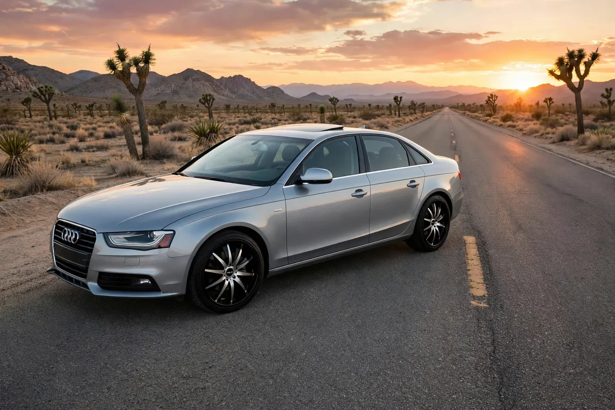 AI-generated view of a 2010 Audi A4 with HELO HE851 wheels