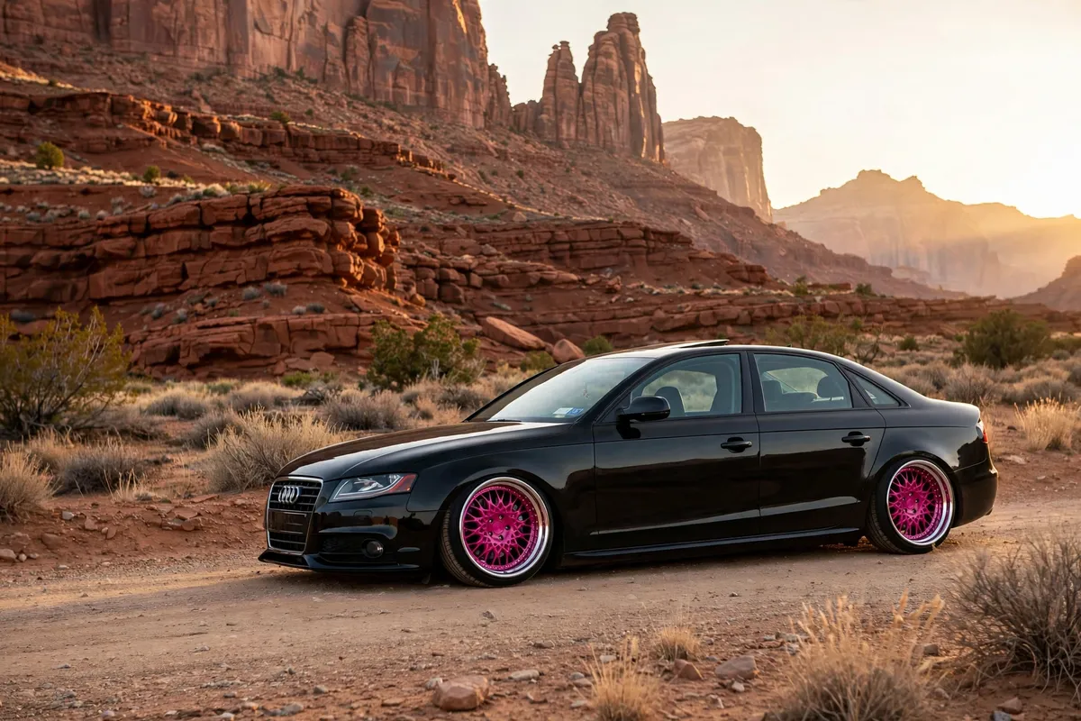 AI-generated view of a 2011 Audi A4 with VIP Modular VSX-110 wheels