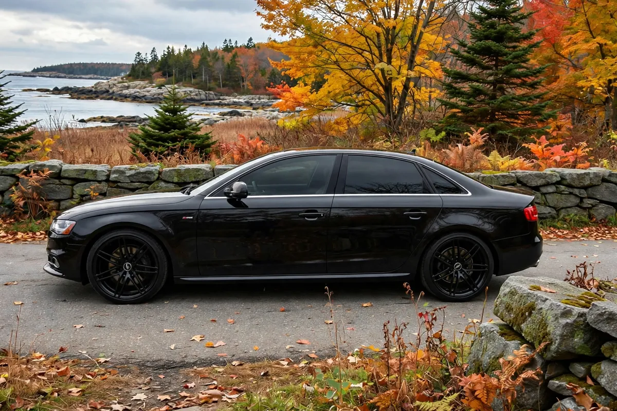 AI-generated view of a 2012 Audi A4 S-line with VMR V708 wheels