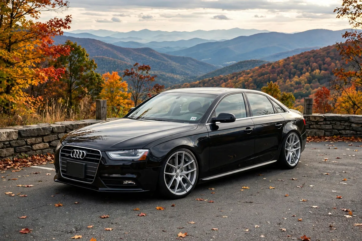 AI-generated view of a 2013 Audi A4 with MHT Targa M130 wheels