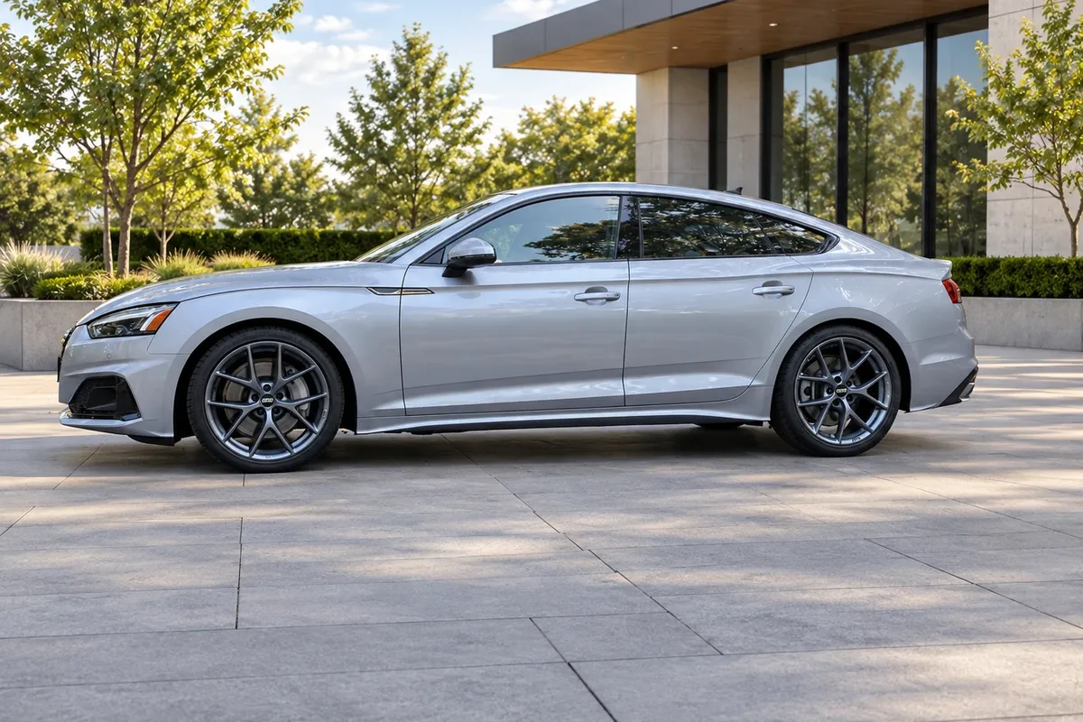 AI-generated view of a 2020 Audi A5 Sportback with BBS SR wheels