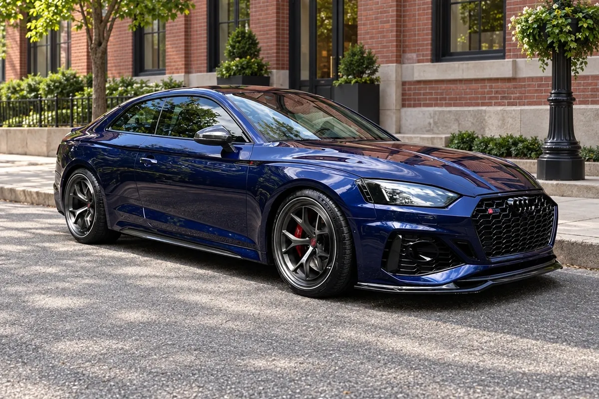 AI-generated view of a 2021 Audi RS5 Coupe with VT Forged SL-A Comp wheels