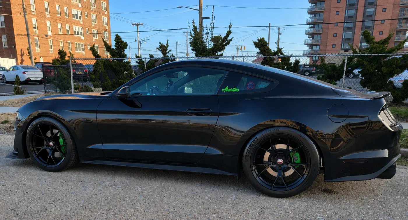 AI-generated view of a 2018 Ford Mustang GT 6MT with Project 6GR 10s wheels