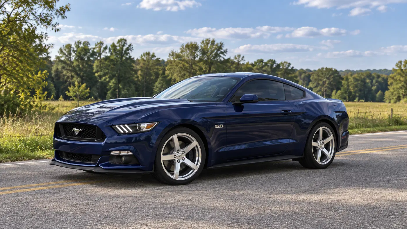 AI-generated view of a 2016 Ford Mustang GT PP with MMD 551C wheels