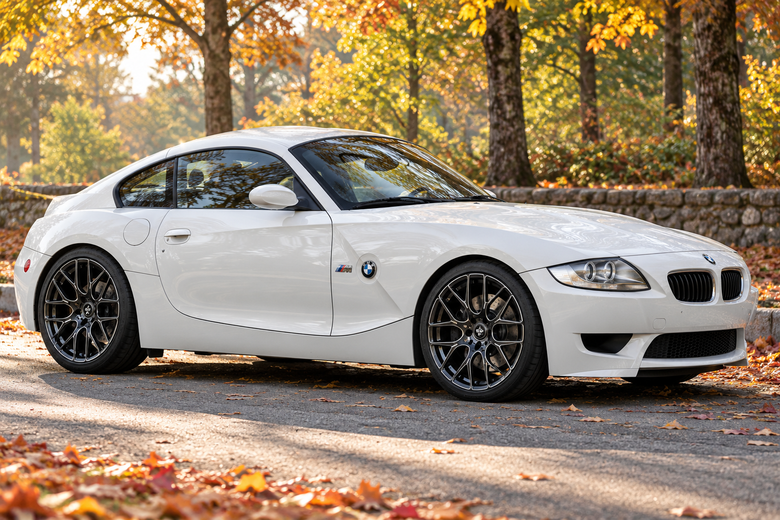 AI-generated view of a 2007 BMW Z4 M Coupe with Falken RT-7M wheels