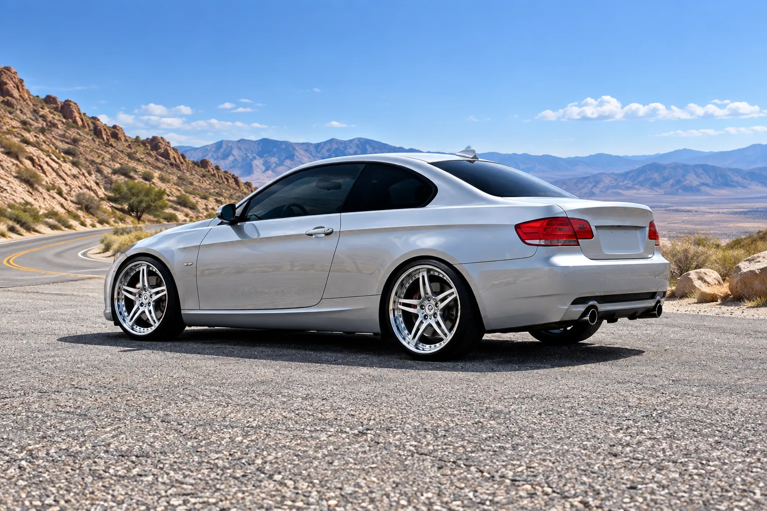 AI-generated view of a 2008 BMW 335i with Klassen K5.1 wheels