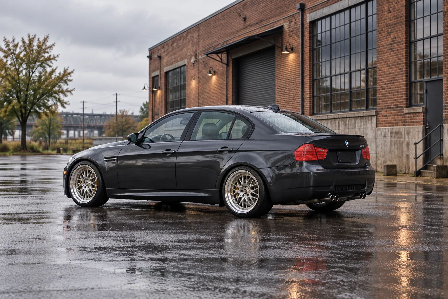 AI-generated view of a 2008 BMW M3 Sedan with BBS LM wheels