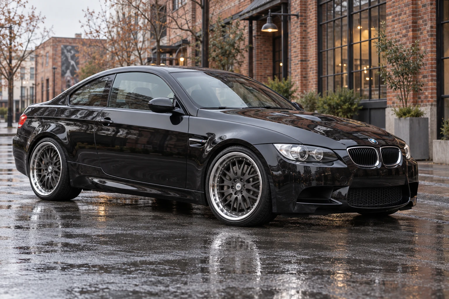 AI-generated view of a 2008 BMW M3 with iForged Drift wheels