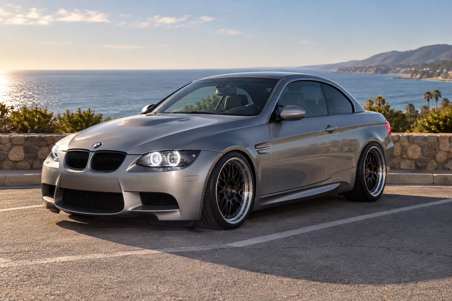 AI-generated view of a 2008 BMW M3 Convertible with BBS LM wheels