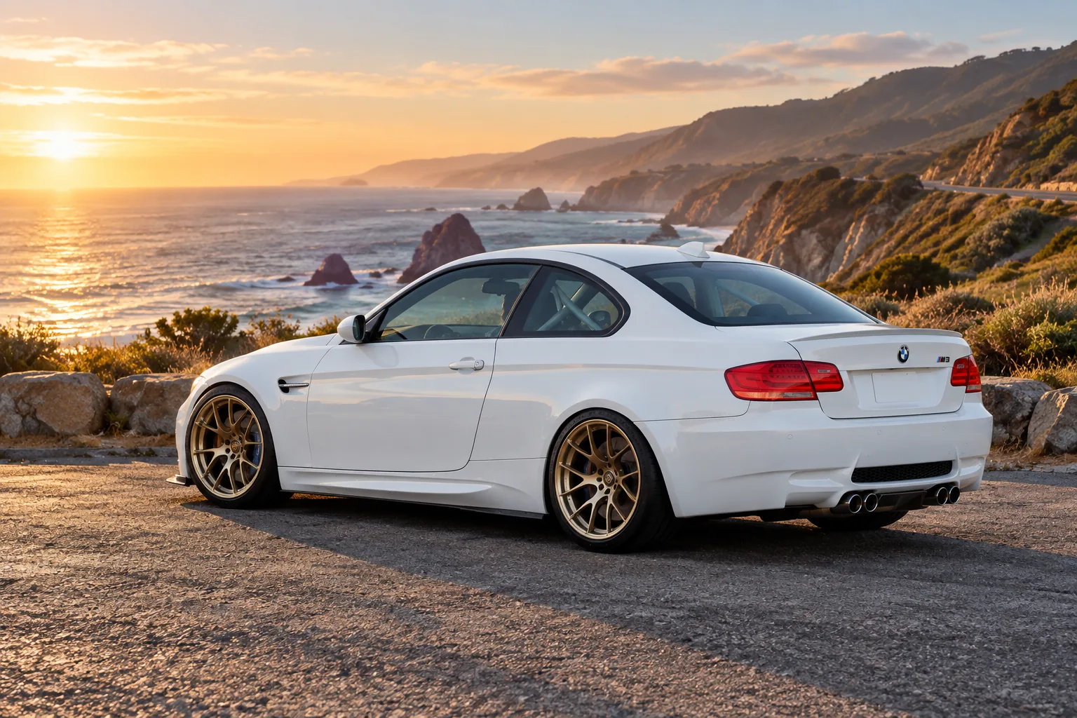 AI-generated view of a 2010 BMW M3 Coupe with BBS RI-A wheels