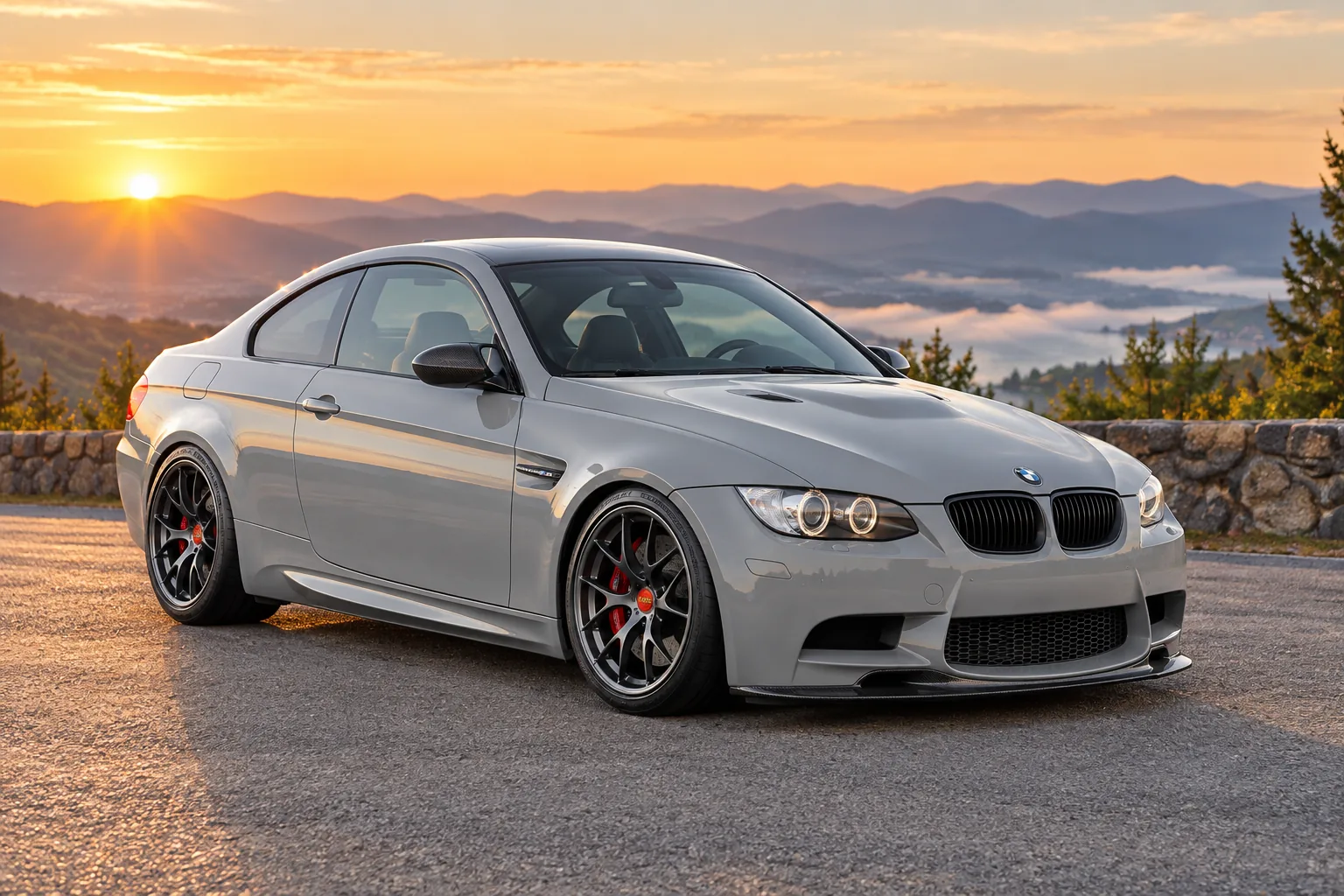 AI-generated view of a 2011 BMW M3 Coupe with BBS FI wheels