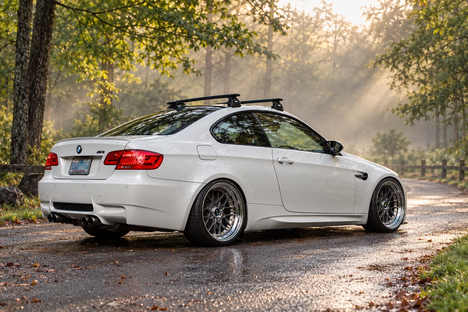 AI-generated view of a 2011 BMW M3 Coupe with BBS RS-II wheels