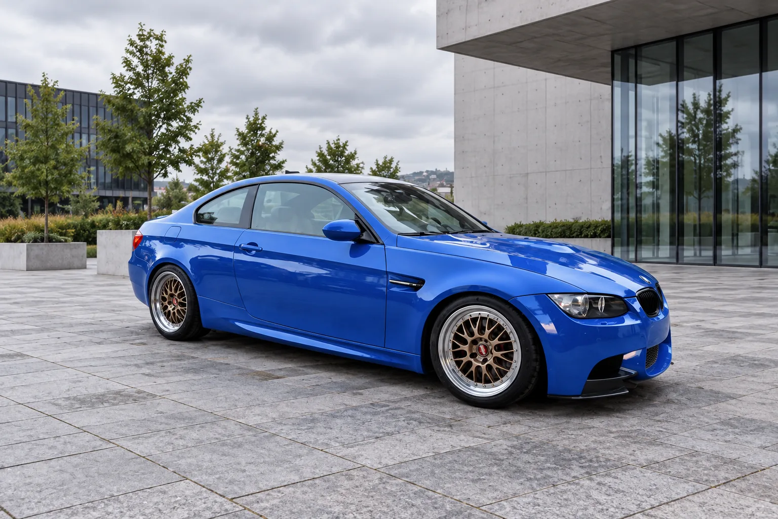AI-generated view of a 2011 BMW M3 Coupe with BBS E88 wheels