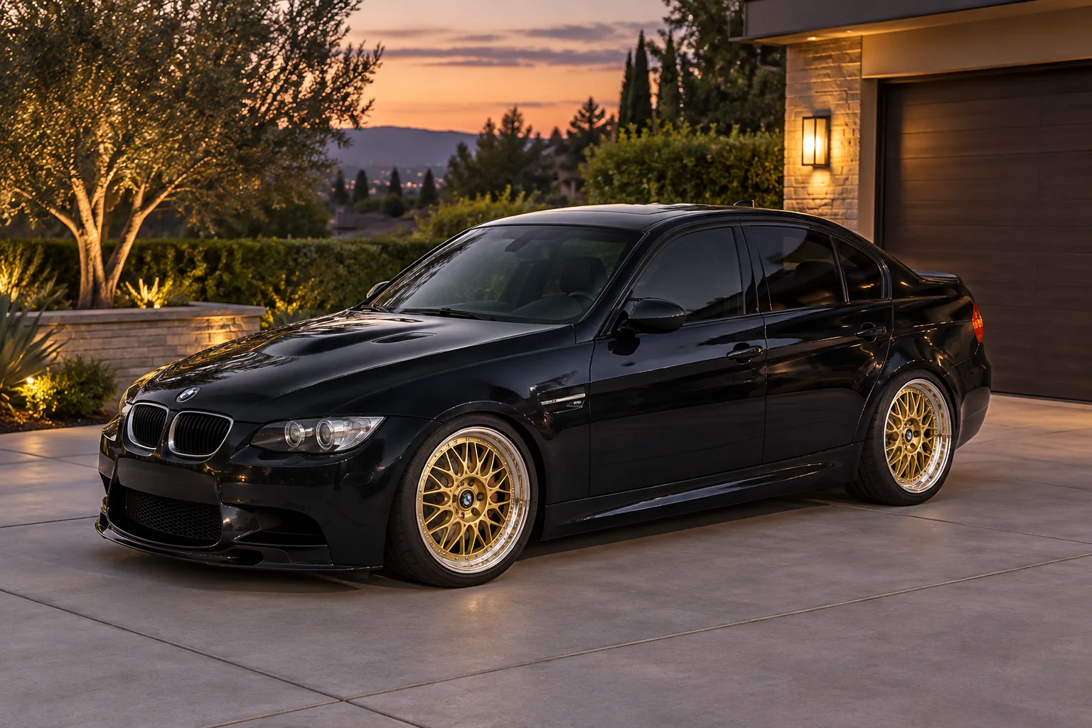 AI-generated view of a 2011 BMW M3 Sedan Competition with BBS E88 wheels