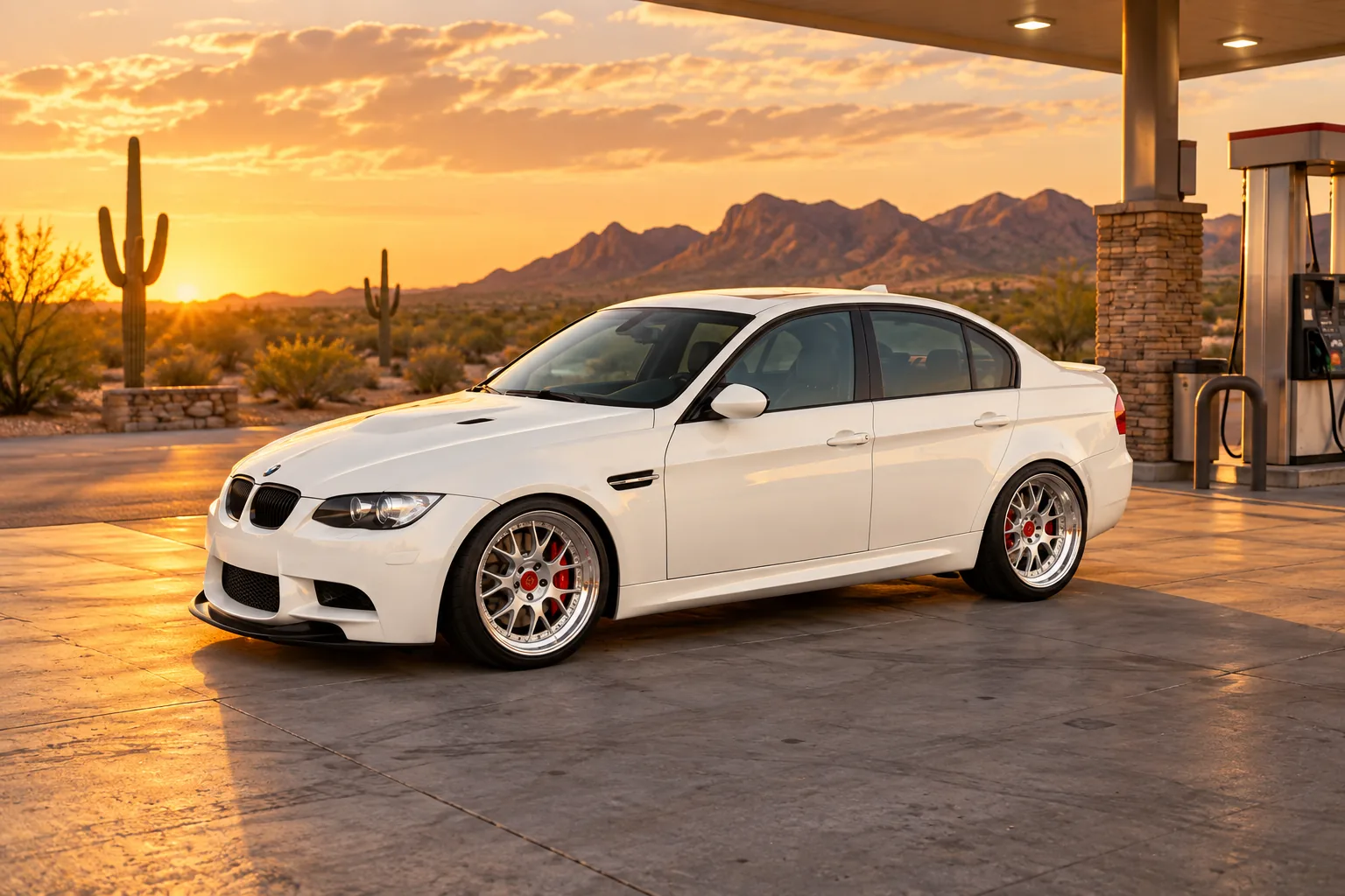 AI-generated view of 2011 BMW M3 Sedan Competition on BBS LM-R
